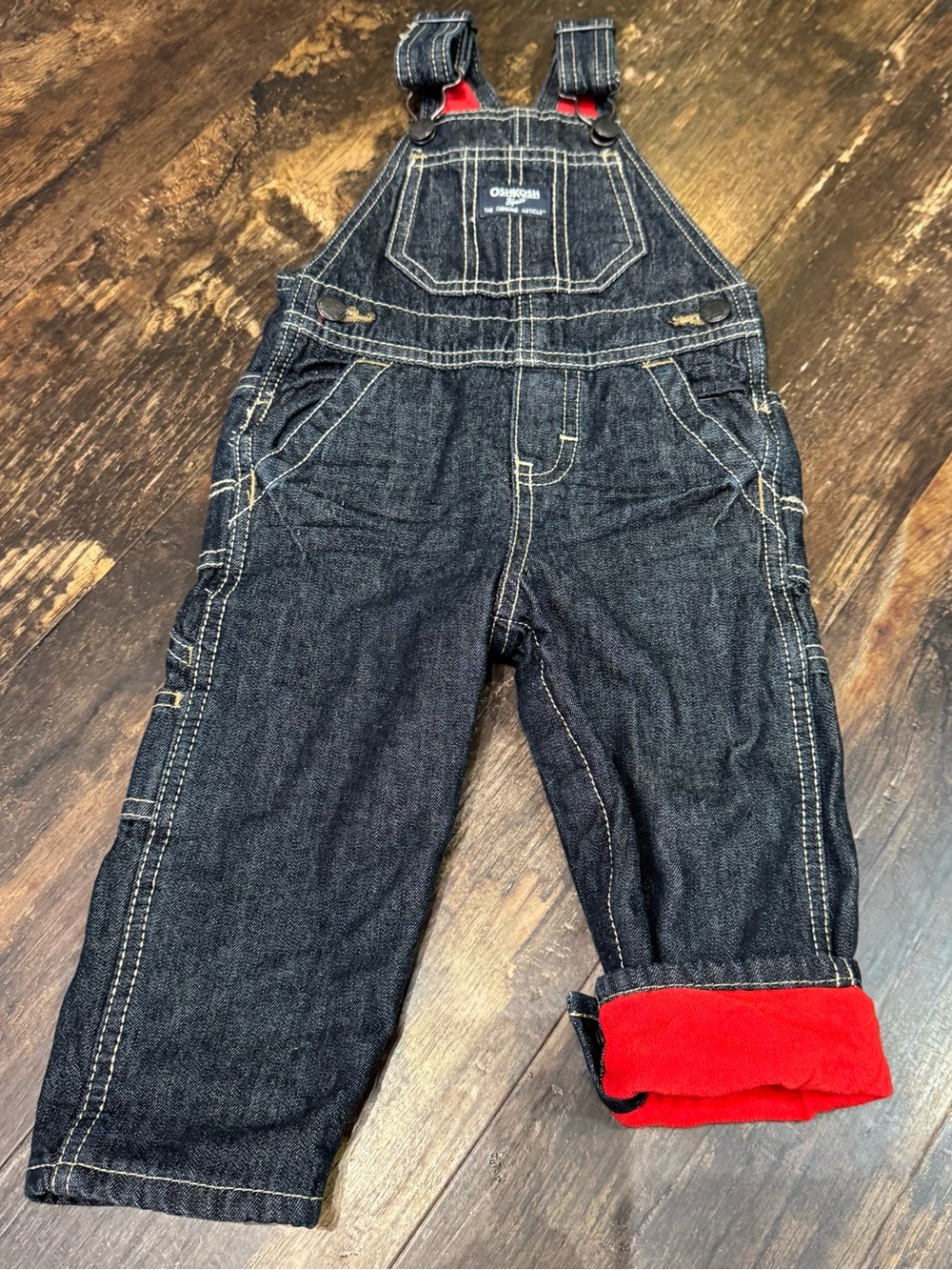 Oshkosh B’Gosh Fleece Lined Jean Overalls Size 12 Month